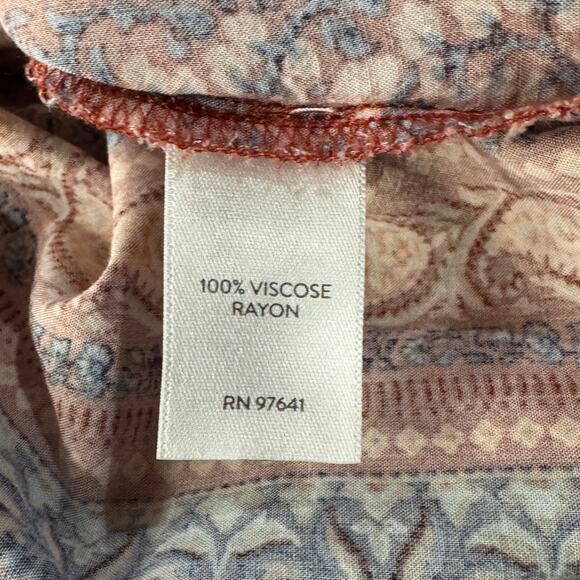 J Jill Large Top Floral 3/4 Sleeves Tie Keyhole Round Neck Lightweight Multi - Picture 9 of 10